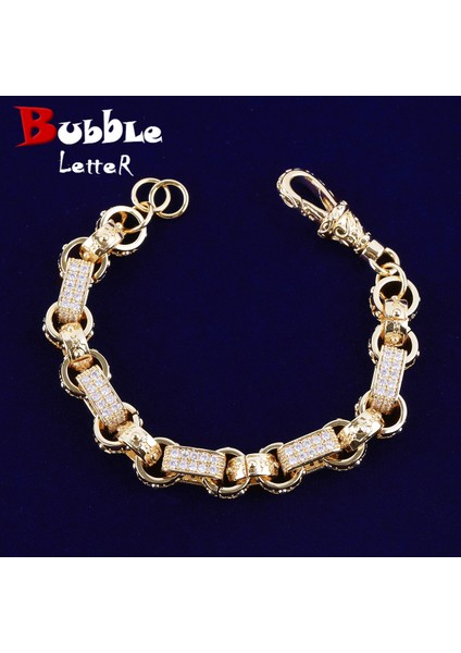 Bubble Letter Buzlu Gyspy Belcher Bilezik Erkekler Için Çatal Ayarlı Albert Tokalı Hip Hop Takı (Yurt Dışından)