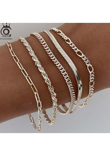 Orsa Jewels Altın Bilezikler 925 Gümüş Takı Ataç Herribone Bilezikler Istiflenmiş Bileklikler (Yurt Dışından) fırsatları