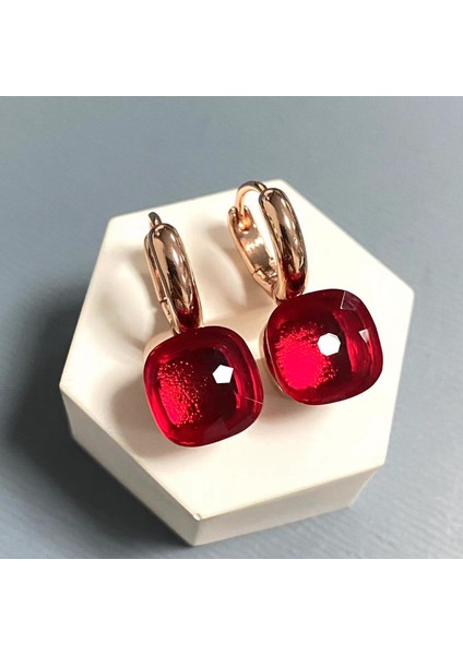 Kadınlar Için 10.6mm Clic Nudo Küpeler Yüksek Kaliteli Kristal Küpeler Kare Mavi Topaz Küpeler Moda Takı Hediye (Yurt Dışından)