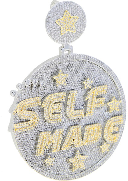 2024 Yen Buzlu Out Bling Yuvarlak Mektup Kolye Kolye Ayrıca Renk Cz Kübik Zirkon Rozet Charm Erkekler Modu Hip Hop Takı (Yurt Dışından)