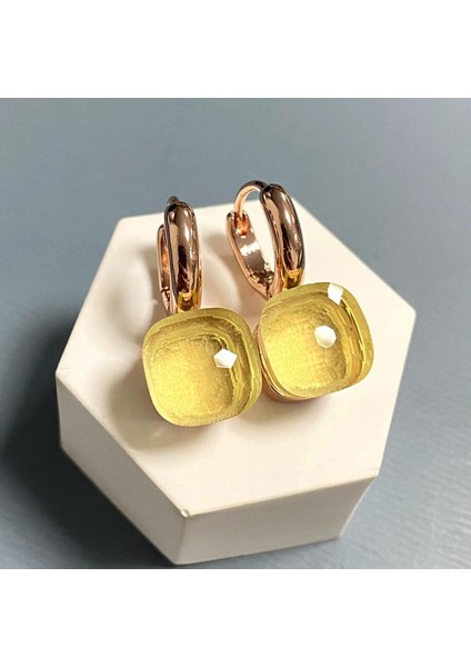 Kadınlar Için 10.6mm Clic Nudo Küpeler Yüksek Kaliteli Kristal Küpeler Kare Mavi Topaz Küpeler Moda Takı Hediye (Yurt Dışından)