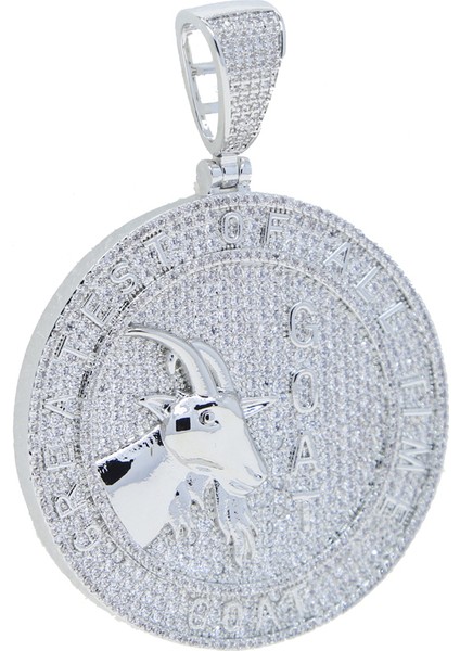 2024 Yen Buzlu Out Bling Yuvarlak Mektup Kolye Kolye Ayrıca Renk Cz Kübik Zirkon Rozet Charm Erkekler Modu Hip Hop Takı (Yurt Dışından)