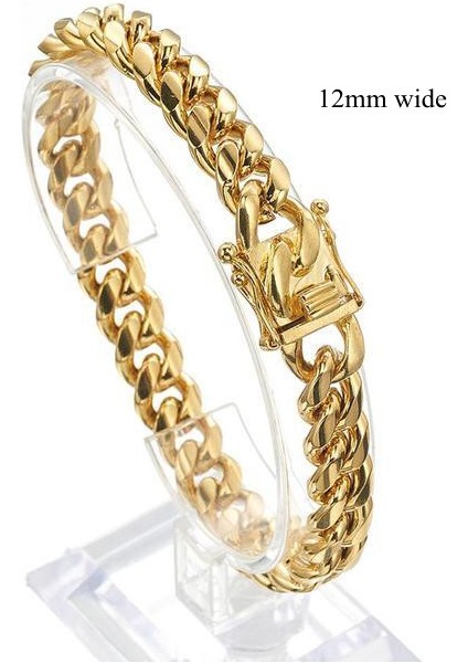 Gül Altın Curb Linki Bilezik 7-11 Inç Erkekler Için 8/10/12/14/16/18MM (Yurt Dışından)