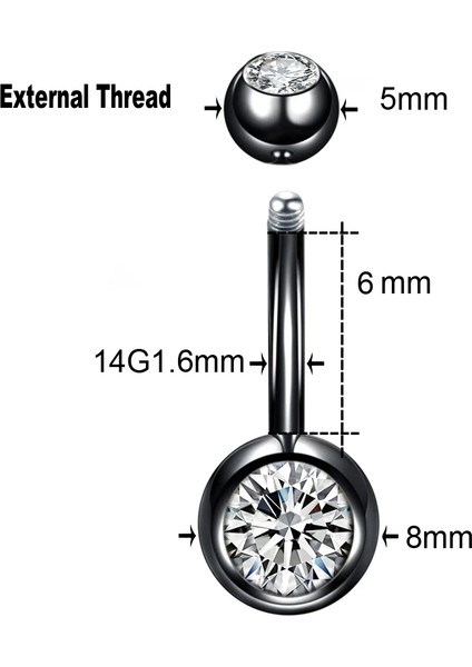 10 Adet/20 Adet/50 Adet G23 Titanyum Göbek Piercingleri Ombligo Iç Dişli Göbek Piercingleri Göbek Deliği Halkaları Kadın Vücut Takısı (Yurt Dışından)