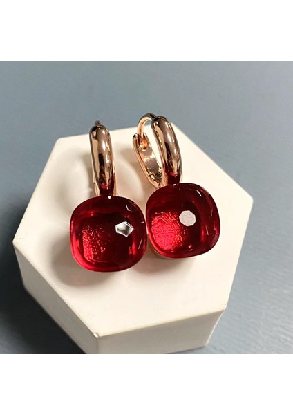Kadınlar Için 10.6mm Clic Nudo Küpeler Yüksek Kaliteli Kristal Küpeler Kare Mavi Topaz Küpeler Moda Takı Hediye (Yurt Dışından)