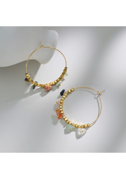 Bohemian Taş Paslanmaz Çelik Küpe Için Minimalist Moda Takı Kız (Yurt Dışından)