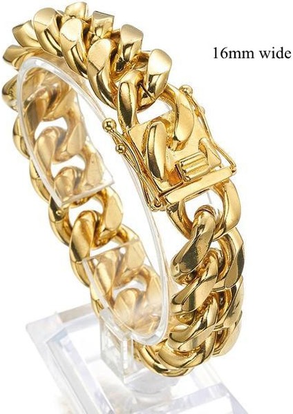 Gül Altın Curb Linki Bilezik 7-11 Inç Erkekler Için 8/10/12/14/16/18MM (Yurt Dışından)