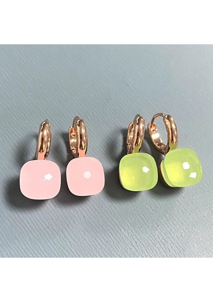 Kadınlar Için 10.6mm Clic Nudo Küpeler Yüksek Kaliteli Kristal Küpeler Kare Mavi Topaz Küpeler Moda Takı Hediye (Yurt Dışından)