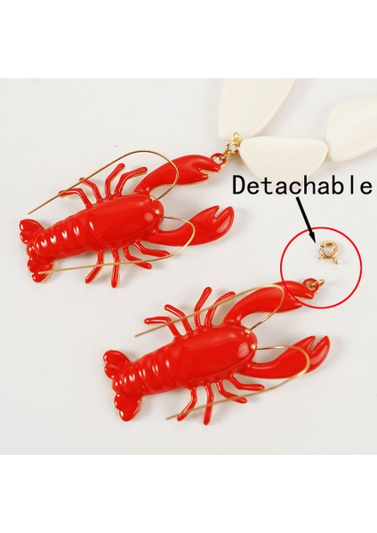 Vintage Kırmızı Mavi Geometri Reçine Istakoz Kolye Kolye Kadınlar Için Boho Bildirimi Ipucu (Yurt Dışından) fırsatları