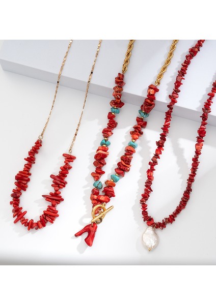 Kırmızı Mercan Cips Boyalı Moda Bohemya Kolye Yapımı Için Geşek Standı Dize Boncuklu Öğeler Kadınlar Tüm Teklifler (Yurt Dışından)