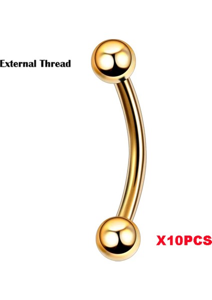 10 Adet G23 Titanyum Kaş Muz Piercing Iç Dişli ve Dış Dişli Kavisli Barbell Dudak Halkası Rahat Daith Helix Rook Küpe (Yurt Dışından)