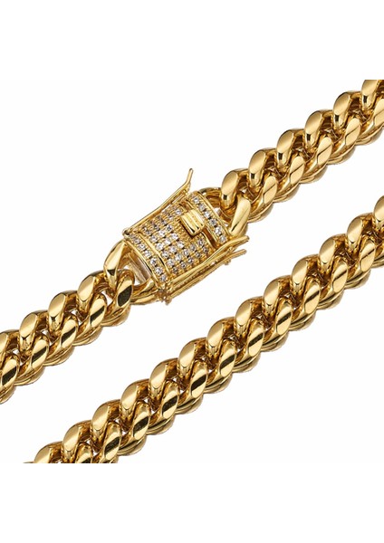 8/10/12/14/16/18MM Trendy 316L Paslanmaz Altın Renk Miami Küba Bordür Bağlantı Zinciri Erkek Kadın Kolye 7-40" (Yurt Dışından) fiyatları
