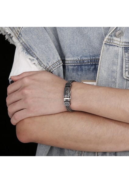 Fongten Vintage Şeytan Gözü Erkek Paslanmaz Çelik Bileklik Hip Hop Karanlık Şövalye Koruyucu Aksesuarları Moda Takı Parti Hediyeleri (Yurt Dışından) fırsatları