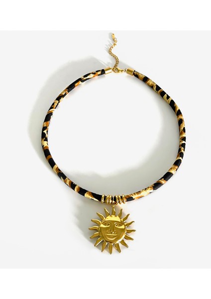 Peri'sbox Avrupa ve Amerika Atılı Altın Kaplama Kalp Güneş Kolye Kolye Vintage Trend Leopar Baskı Kolye Kadınlar Için (Yurt Dışından)