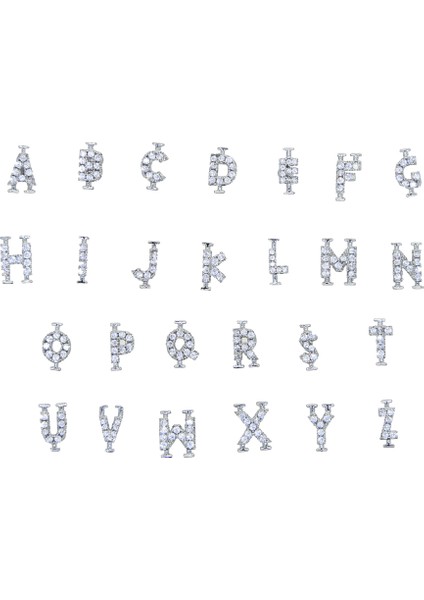Gümüş Rengi 5A Kübik Zirkonyum Cz Mini Zirkonyum 26 Baş Harfli Kendin Yap Isim Harfli Bilezik Kaydırıcı Alfabe Kendin Yap Bilezik Erkek Kadın Takı (Yurt Dışından) modelleri