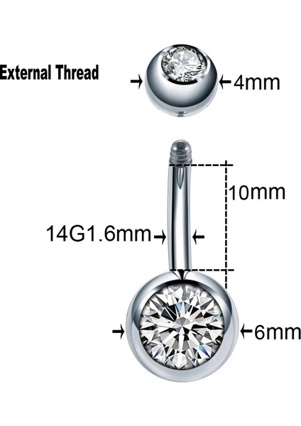 10 Adet/20 Adet/50 Adet G23 Titanyum Göbek Piercingleri Ombligo Iç Dişli Göbek Piercingleri Göbek Deliği Halkaları Kadın Vücut Takısı (Yurt Dışından)