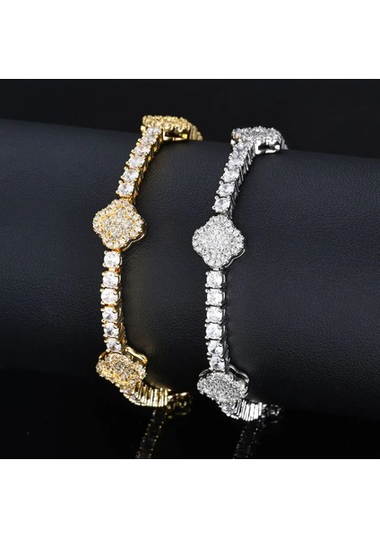 Hip-Hop Bahar Tokası Zirkonyum Tenis Zinciri Dört Yapraklı Yonca Erkek Bileklik Takı Dropshipping (Yurt Dışından) fiyatları