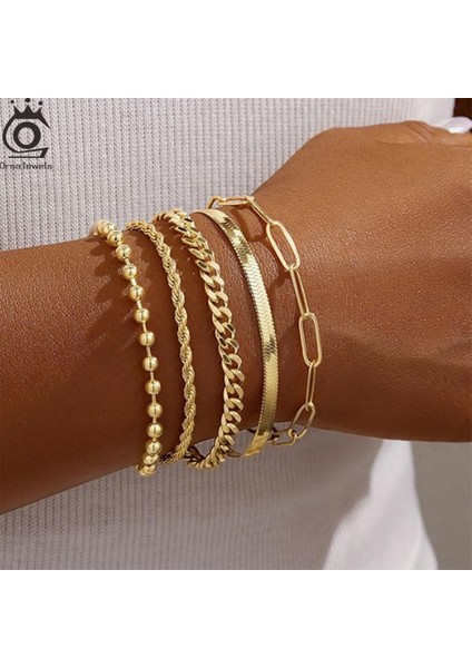 Orsa Jewels Altın Bilezikler 925 Gümüş Takı Ataç Herribone Bilezikler Istiflenmiş Bileklikler (Yurt Dışından) fiyatları
