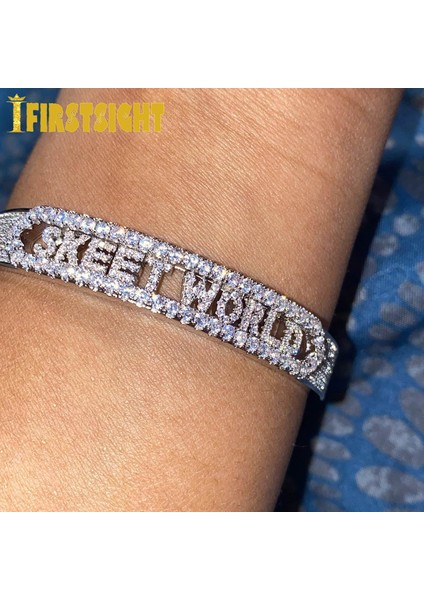 Gümüş Rengi 5A Kübik Zirkonyum Cz Mini Zirkonyum 26 Baş Harfli Kendin Yap Isim Harfli Bilezik Kaydırıcı Alfabe Kendin Yap Bilezik Erkek Kadın Takı (Yurt Dışından)