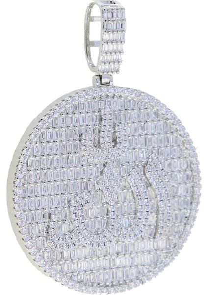 2024 Yen Buzlu Out Bling Yuvarlak Mektup Kolye Kolye Ayrıca Renk Cz Kübik Zirkon Rozet Charm Erkekler Modu Hip Hop Takı (Yurt Dışından)