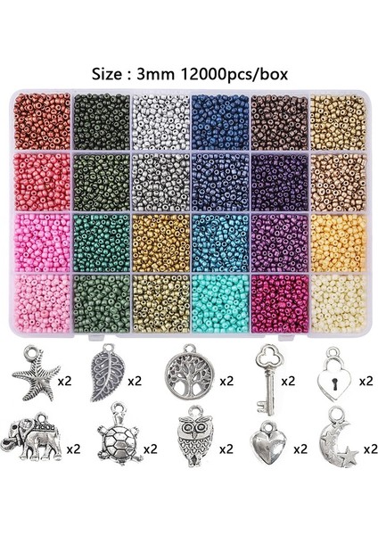 3mm 12000 Adet 24 Adet Miyuki Japon Boncuk Mat Inci Kutu Seti Dıy Takı Bilezik Gevşek Spacer (Yurt Dışından)