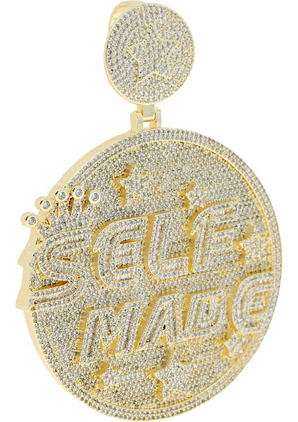 2024 Yen Buzlu Out Bling Yuvarlak Mektup Kolye Kolye Ayrıca Renk Cz Kübik Zirkon Rozet Charm Erkekler Modu Hip Hop Takı (Yurt Dışından)