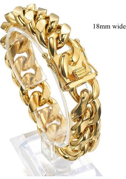 Gül Altın Curb Linki Bilezik 7-11 Inç Erkekler Için 8/10/12/14/16/18MM (Yurt Dışından)