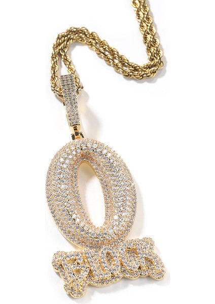 Hip Hop Prong Ayarı Aaa Cz Taş Parıltılı Buzlu Katı O Blok Harf Kolye Erkekler Için Rapçi Takı Altın Gümüş Renk (Yurt Dışından)