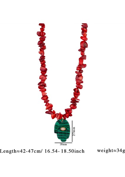 Moda Renkli Doğal Taş Kaplan Gözü Tavuskuşu Fatima Elde Taşınabilen Boncuklu Kolye Kadın Parti Takıları (Yurt Dışından)