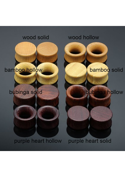 2 Adet Moda Ahşap Kulak Tıkacı Et Tünelleri Ölçüler 8-20MM Kulak Tragus Genişletici Gül Ağacı Bambu Mor Kalp Vücut Piercing Takı (Yurt Dışından)