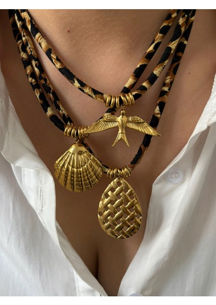 Peri'sbox Avrupa ve Amerika Atılı Altın Kaplama Kalp Güneş Kolye Kolye Vintage Trend Leopar Baskı Kolye Kadınlar Için (Yurt Dışından)