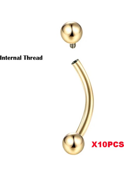 10 Adet G23 Titanyum Kaş Muz Piercing Iç Dişli ve Dış Dişli Kavisli Barbell Dudak Halkası Rahat Daith Helix Rook Küpe (Yurt Dışından)