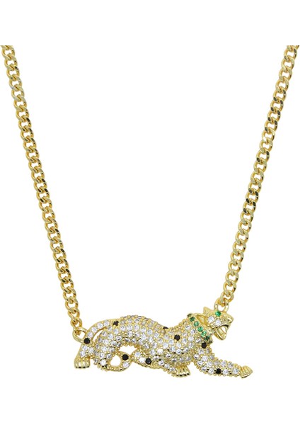 Serin Hayvan Tasarım Mikro Açacağı Cz Yüksek Kalite Leopar Jaguar Charm Kolye Moda Kadın Kolye (Yurt Dışından)