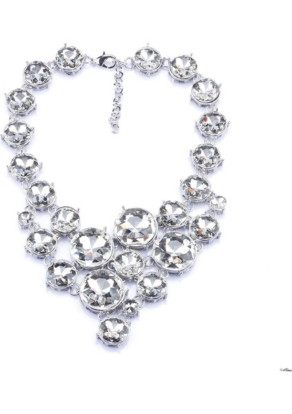 2025 Yılbaşı Kristal Cam Büyük Yaka Bidirimi Gerdanlık Kolye Kadın Zarif Düğün Büyük Önlük Kolye Femme (Yurt Dışından) fiyatları