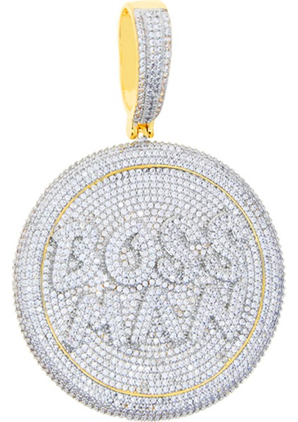 2024 Yen Buzlu Out Bling Yuvarlak Mektup Kolye Kolye Ayrıca Renk Cz Kübik Zirkon Rozet Charm Erkekler Modu Hip Hop Takı (Yurt Dışından)