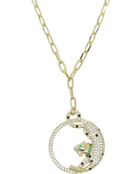 Serin Hayvan Tasarım Mikro Açacağı Cz Yüksek Kalite Leopar Jaguar Charm Kolye Moda Kadın Kolye (Yurt Dışından)
