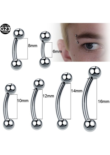 10 Adet/grup Titanyum Kaş Piercing Muz Küpe Dış Iplik 16G Kavisli Halter Tragus Kulak Kıkırdak Korsan Takı (Yurt Dışından)