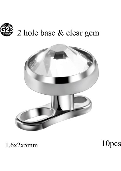 10 Adet/grup G23 Titanyum Piercing Mikro Dermal Çapa Tabanı ve Üstleri Skinner Dalgıç Kristal Cevheri Kafa Implantlar Vücut Piercing Takı (Yurt Dışından)