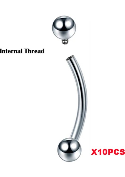 10 Adet G23 Titanyum Kaş Muz Piercing Iç Dişli ve Dış Dişli Kavisli Barbell Dudak Halkası Rahat Daith Helix Rook Küpe (Yurt Dışından)