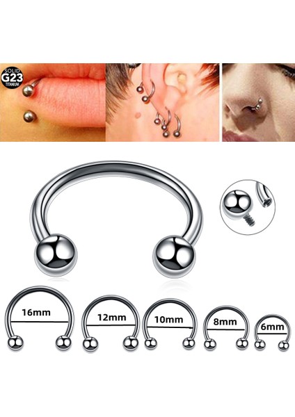 1/10 Adet Titanyum 18G 16G 14G Top At Nalı Yüzükler Helix Tragus Küpe Burun Dudak Yüzükler Dairesel Septum Piercing Takı 6-16MM (Yurt Dışından)