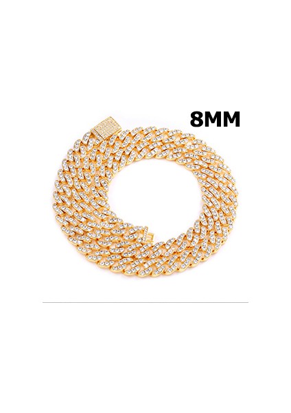 Iceoutbox 6mm Buzlu Out Çinko Bling Kolye Rhinestone Altın Miami Çinko Bağlantı Kadınlar Için Erkek Hip Hop Takı Hediyeler (Yurt Dışından)