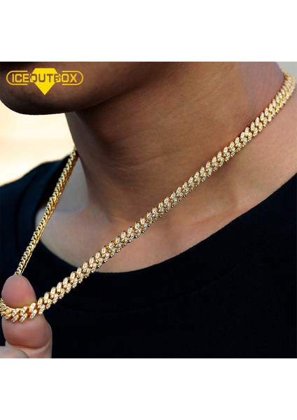 Iceoutbox 6mm Buzlu Out Çinko Bling Kolye Rhinestone Altın Miami Çinko Bağlantı Kadınlar Için Erkek Hip Hop Takı Hediyeler (Yurt Dışından) fiyatları