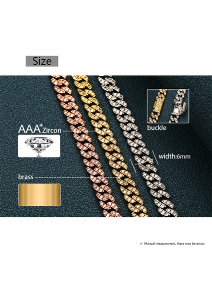 Iceoutbox 6mm Buzlu Out Çinko Bling Kolye Rhinestone Altın Miami Çinko Bağlantı Kadınlar Için Erkek Hip Hop Takı Hediyeler (Yurt Dışından) fırsatları