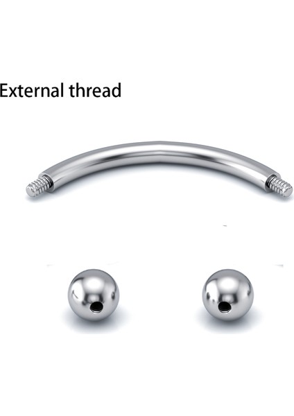 10 Adet/grup Titanyum Kaş Piercing Muz Küpe Dış Iplik 16G Kavisli Halter Tragus Kulak Kıkırdak Korsan Takı (Yurt Dışından)