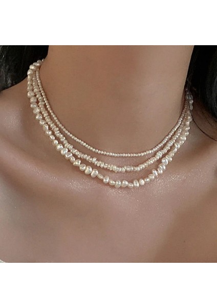 Retro Tatlı Su Inci Kolye Kadın Fransız Basit Zarif Moda Zincir Kolyeler (Yurt Dışından) fiyatları