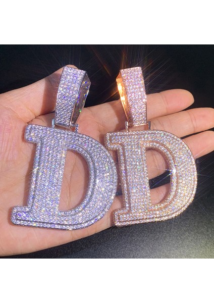 Hip Hop Mikro Kaplamalı 5A + Kübik Zirkonya Bling Buzlu Out Büyük Kacık Cz Mektubu Kolye Kolye Erkekler Için Rapçi Takı (Yurt Dışından)
