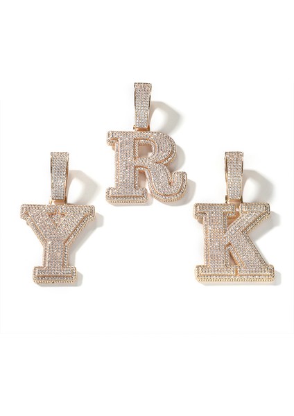 Hip Hop Mikro Kaplamalı 5A + Kübik Zirkonya Bling Buzlu Out Büyük Kacık Cz Mektubu Kolye Kolye Erkekler Için Rapçi Takı (Yurt Dışından)