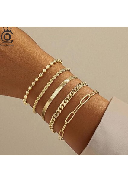 Orsa Jewels Altın Bilezikler 925 Gümüş Takı Ataç Herribone Bilezikler Istiflenmiş Bileklikler (Yurt Dışından) modelleri