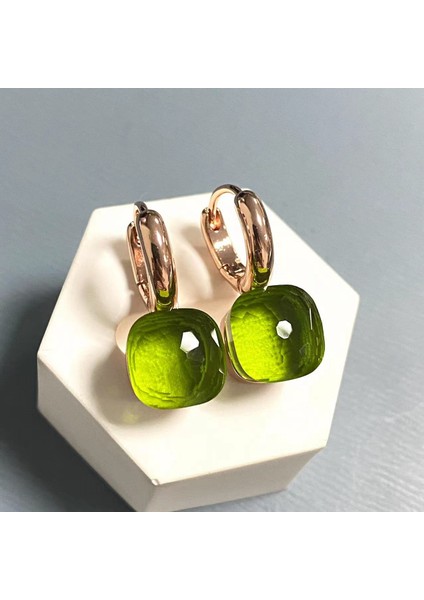 Kadınlar Için 10.6mm Clic Nudo Küpeler Yüksek Kaliteli Kristal Küpeler Kare Mavi Topaz Küpeler Moda Takı Hediye (Yurt Dışından)