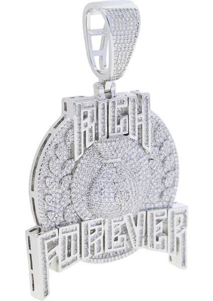 2024 Yen Buzlu Out Bling Yuvarlak Mektup Kolye Kolye Ayrıca Renk Cz Kübik Zirkon Rozet Charm Erkekler Modu Hip Hop Takı (Yurt Dışından)